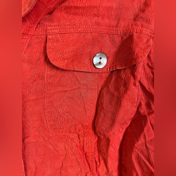 90s Vintage Chicos Size 2 Red Rust 100% Silk Button Up Long Sleeve Western Shirt - Picture 4 of 6